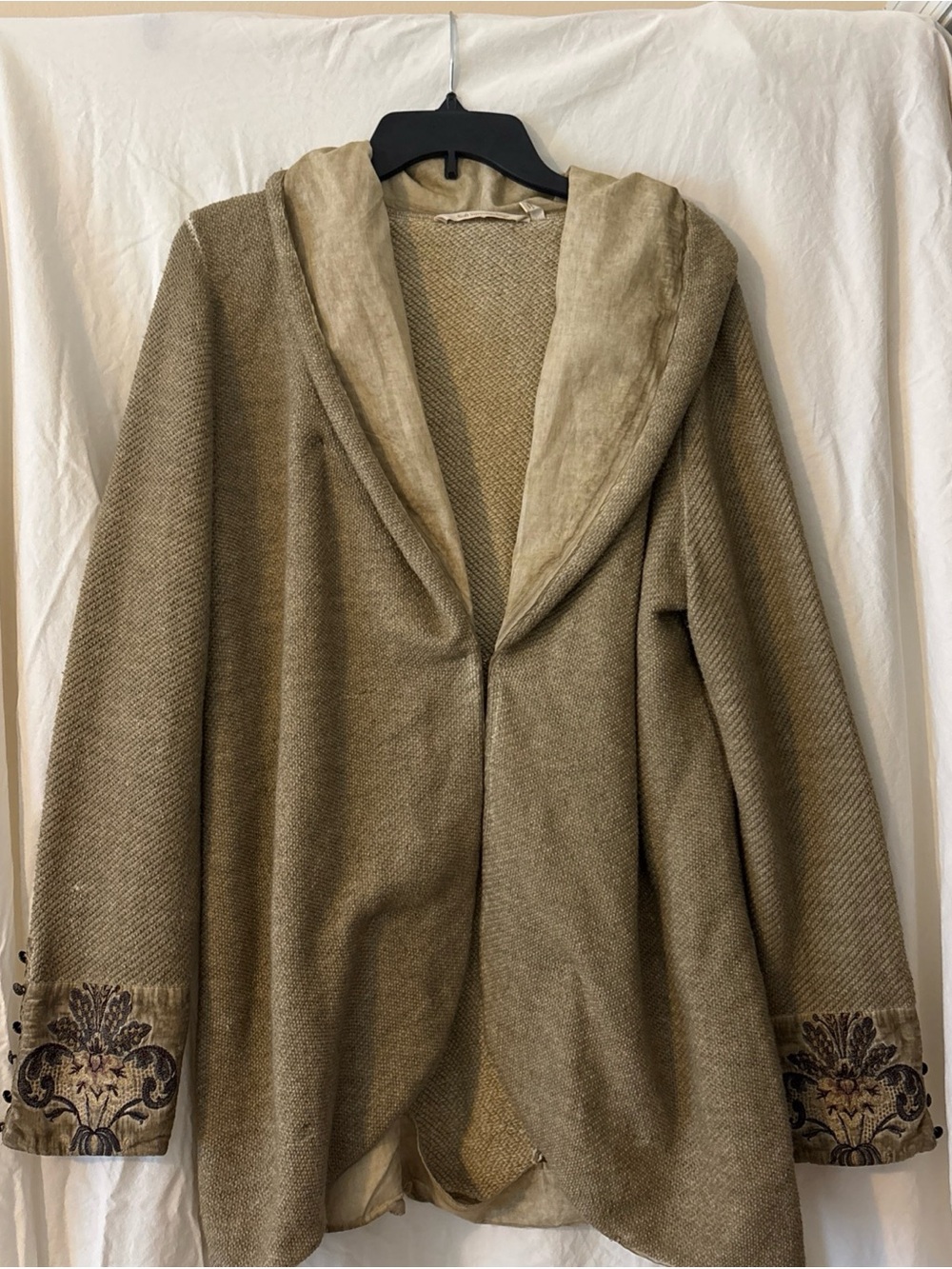 Soft Surroundings XL Boho Chic Woven Sand Beige Riccio Jacket